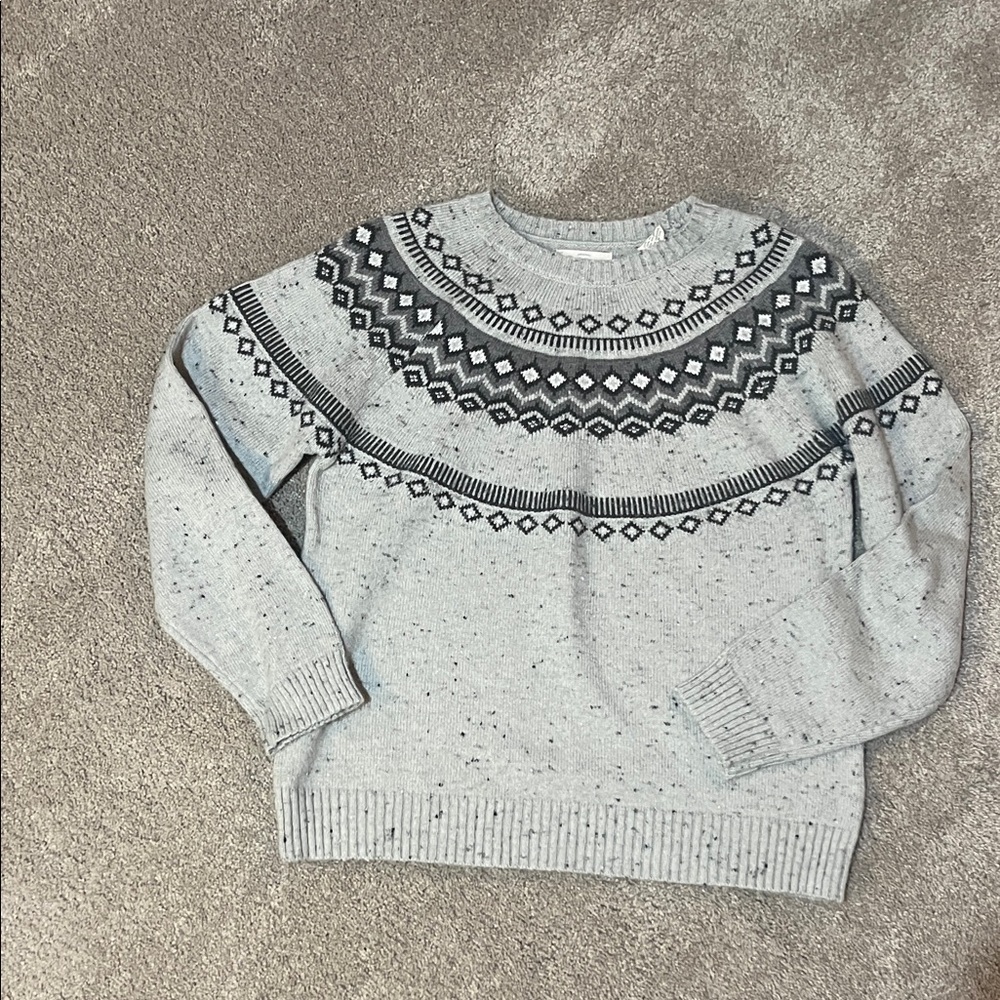 Weatherproof Gray and Black Patterned Crewneck Sweater